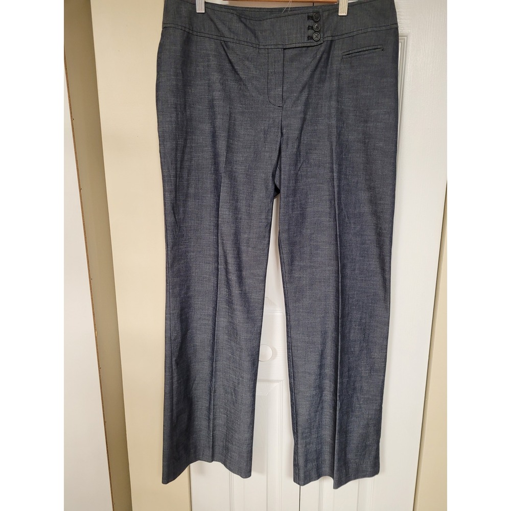 Ann Taylor Loft Julie Wide Leg Trousers Blue Chambray Academia Womens Size 14